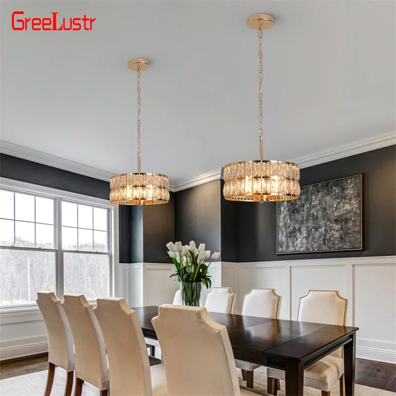 Afralia™ Modern Crystal Chandelier Pendant Light for Living Room and Kitchen Island