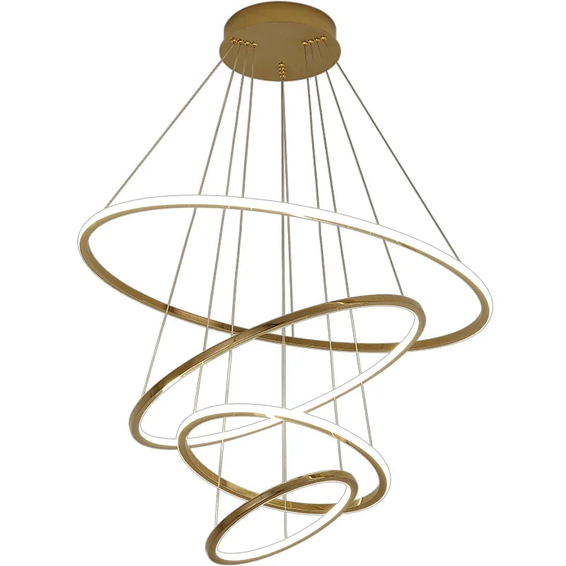 Afralia™ Nordic Golden Circle LED Chandelier for Villa Living Room, Hall Decor & Lighting