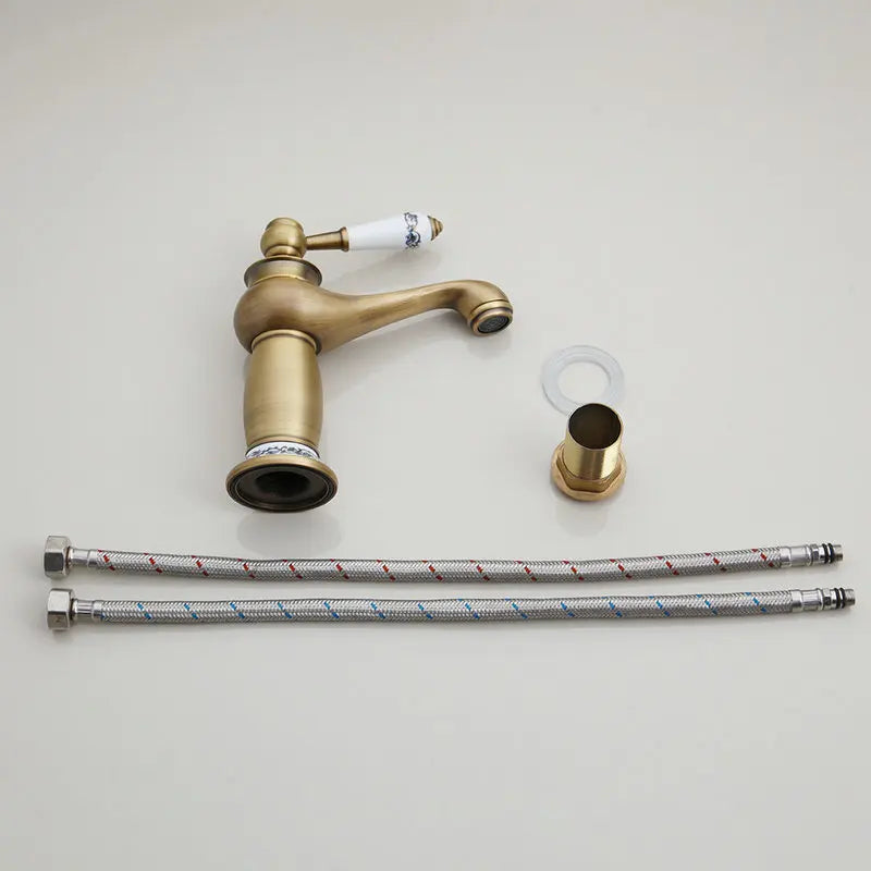 Afralia™ Antique Brass Swivel Bathroom Faucet Mixer Tap with Single Handle