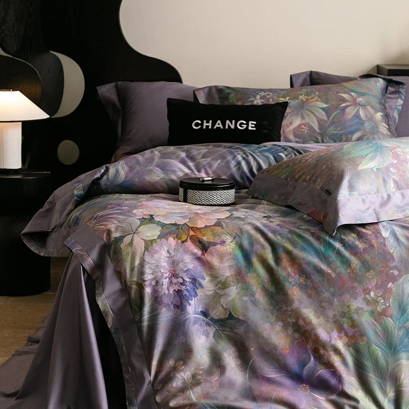 Afralia™ 1000TC Egyptian Cotton Vintage Oil Printing Bedding Set with Sheet & Pillowcase