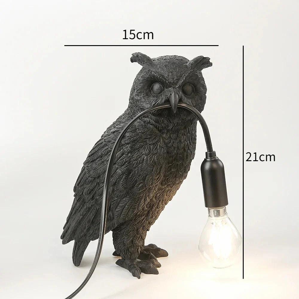 Afralia™ Owl Resin Bird Table Lamp for Halloween, Christmas, Kids' Room, and Home Decor