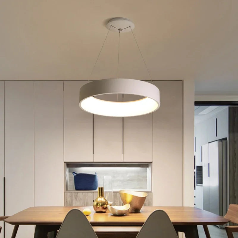 Afralia™ Modern Grey or White Led Pendant Lights for Dining Kitchen Living Bar Room
