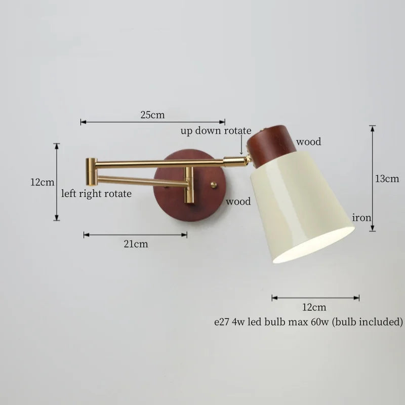 Afralia™ Swing Arm Iron LED Wall Lights, Vintage Style for Living Room, Bathroom, Bedroom