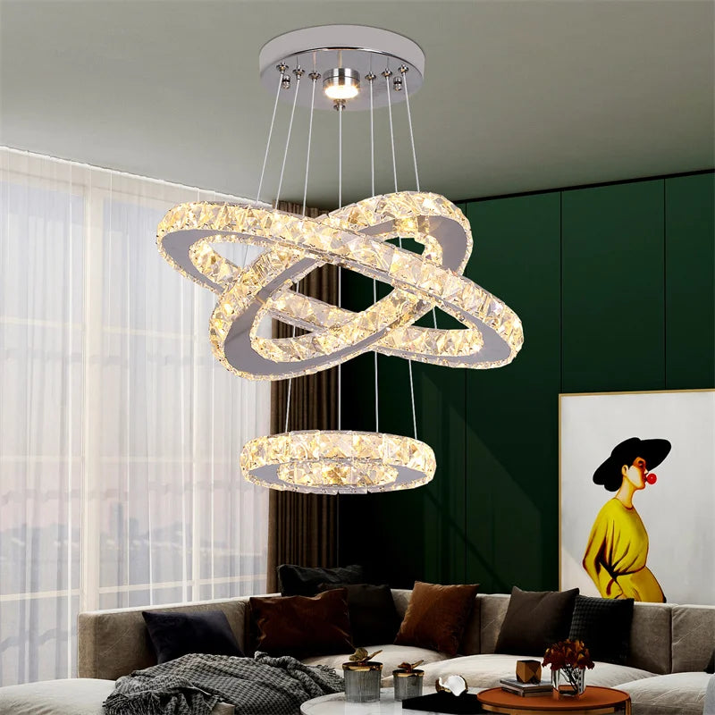 Afralia™ Crystal Chandelier Pendant Lamp for Dining Room and Bedroom