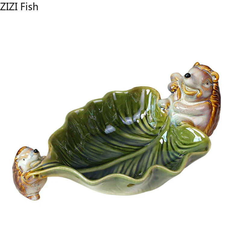 Afralia™ Ceramic Leaf Decor Tray: Elegant Tableware, Fruit Snack Candy Storage Bowl