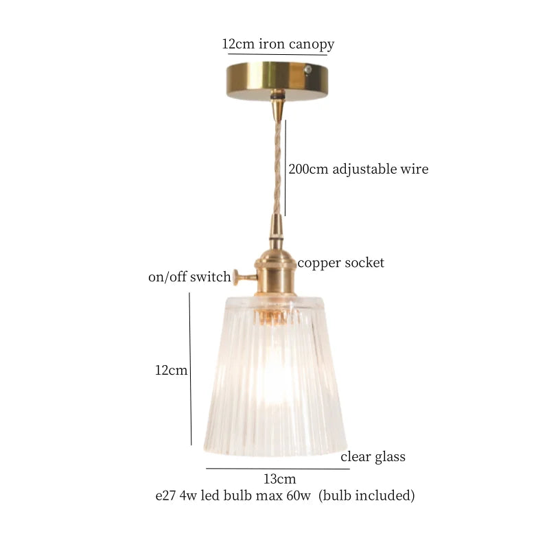 Afralia™ Glass LED Pendant Light for Home Restaurant Cafe Nordic Minimalism Copper Lamps