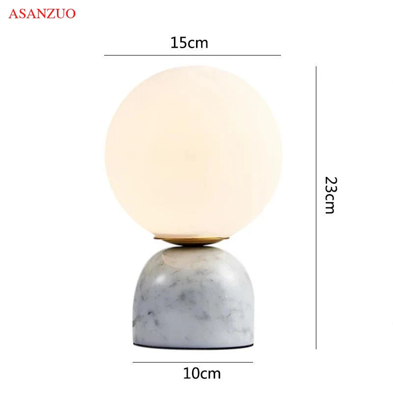 Afralia™ Nordic Glass Ball Table Lamp Luxury Marble Bedside Decor Modern Living Room Desk Lamp