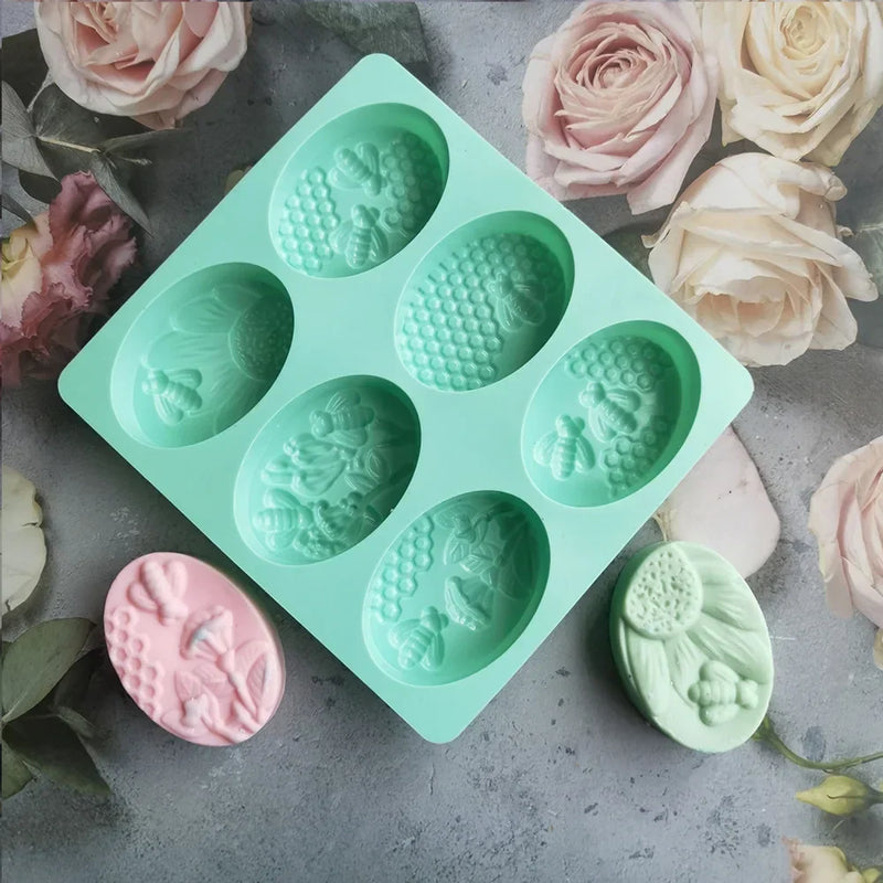 Afralia™ Bee Silicone Soap Mold: 6 Styles for Handmade Treats & Baking