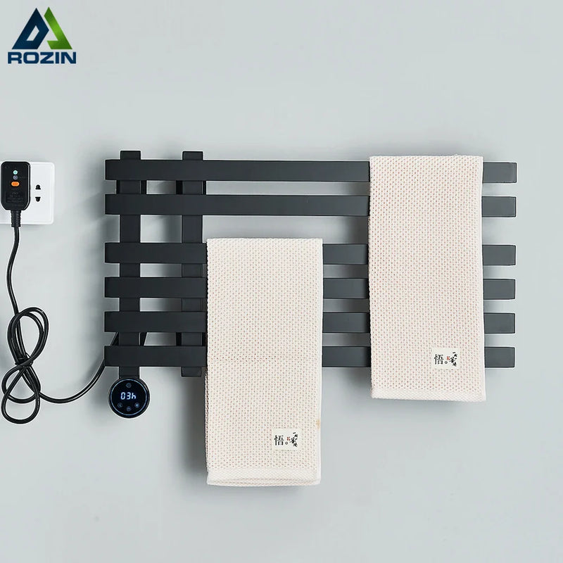 Afralia™ Electric Towel Warmer: Digital Display, Wall Mount, Smart Home Technology