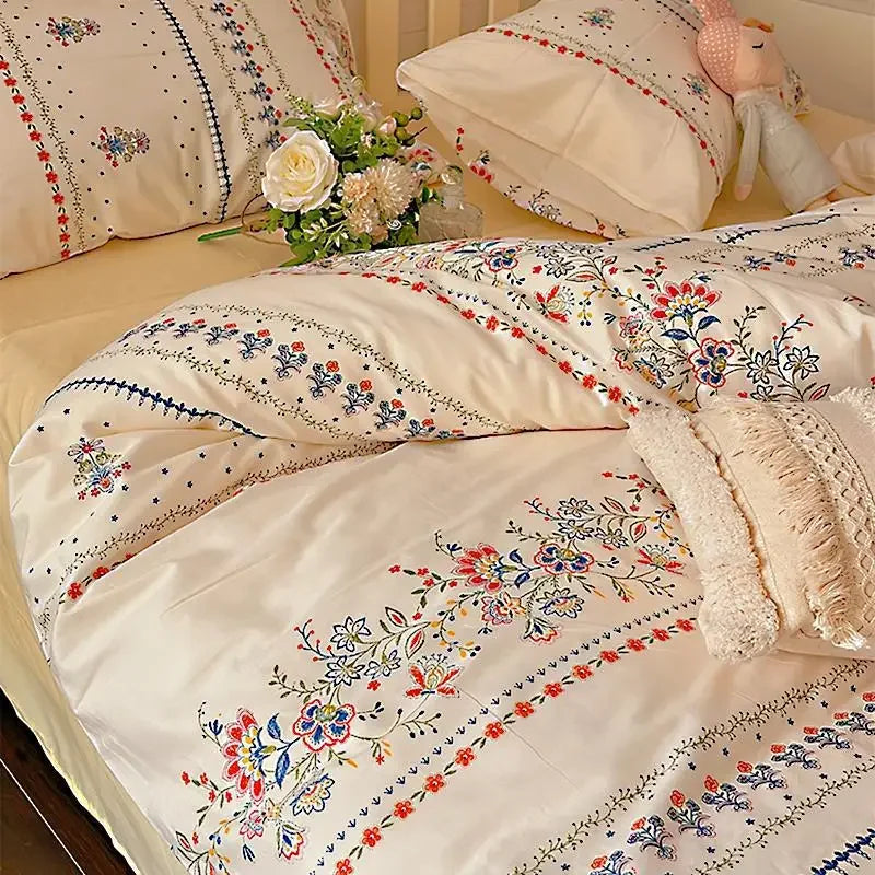 Afralia™ Boho Pattern Printed Cotton Bedding Set for Queen King Bed Linens