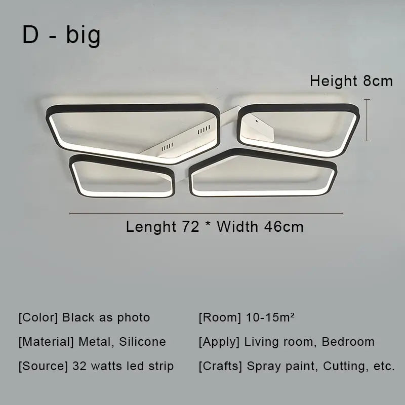 Afralia™ Black LED Chandelier Ceiling Light Remote Control Fixture for Living Room, Bedroom & Kitchen