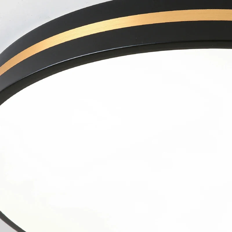 Afralia™ LED Ceiling Lights: Modern Golden Ring Square Round Black Metal Minimalist Lamp