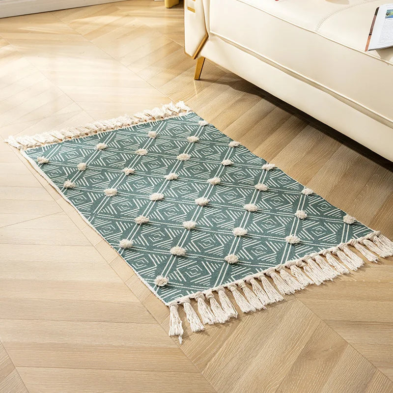 Afralia™ Handmade Nordic 3D Tassel Floor Mat - Yellow 60*90cm