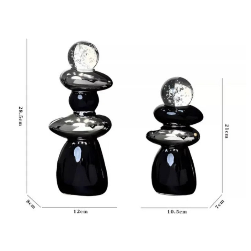 Afralia™ Decorative Crystal Ball Statue Figurines for Home Decor - Geometric Stone Pile