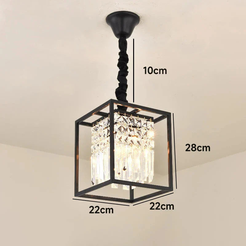 Afralia™ Modern Black/Gold Crystal Chandelier for Luxury Home Decor & Kitchen Island Lighting