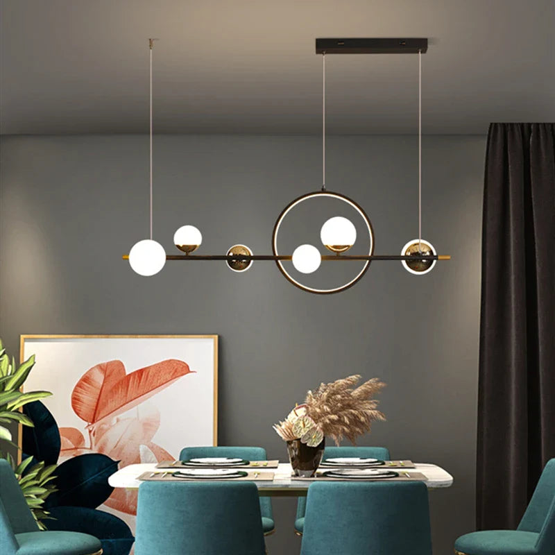 Afralia™ Nordic Circle LED Glass Ball Pendant Lamp for Dining Room & Kitchen