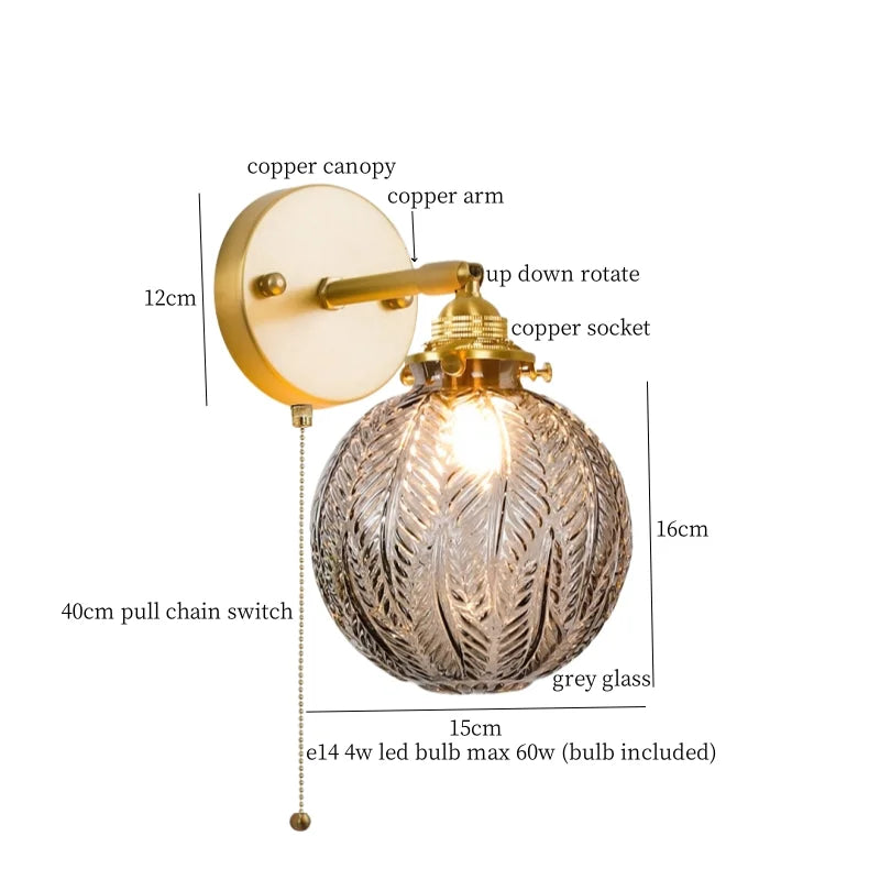 Afralia™ Bell Glass LED Wall Lamp for Living Room, Bathroom, Stair Light - Japanese Vintage Style