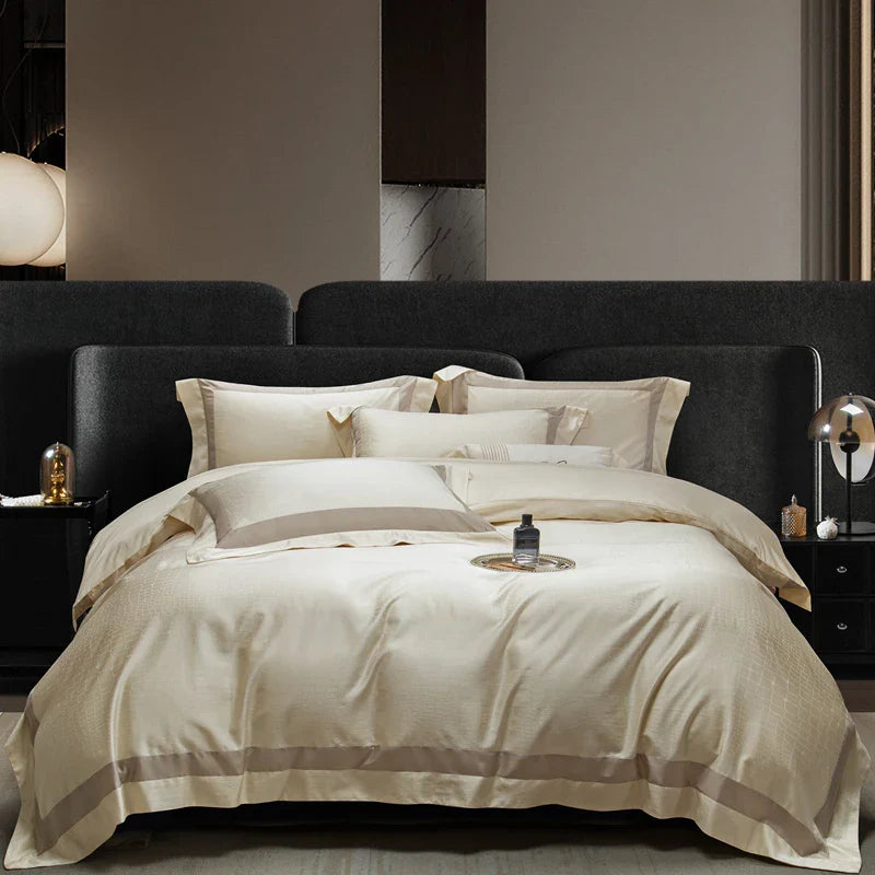 Afralia™ Soft Silky Jacquard Bedding Set - Duvet, Sheet, Pillowcase
