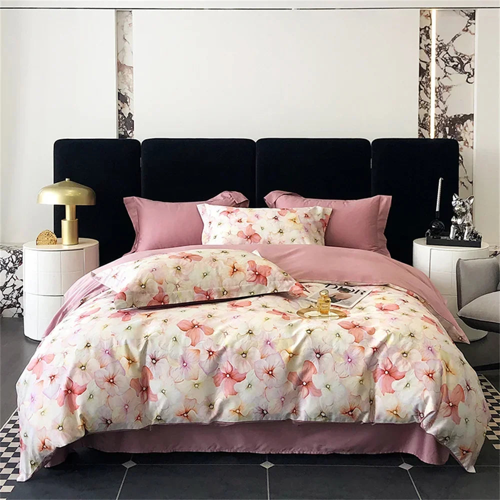 Afralia™ Colorful Egyptian Cotton Bedding Set: Sheet, Pillowcase, Duvet Cover - Queen King Full Size