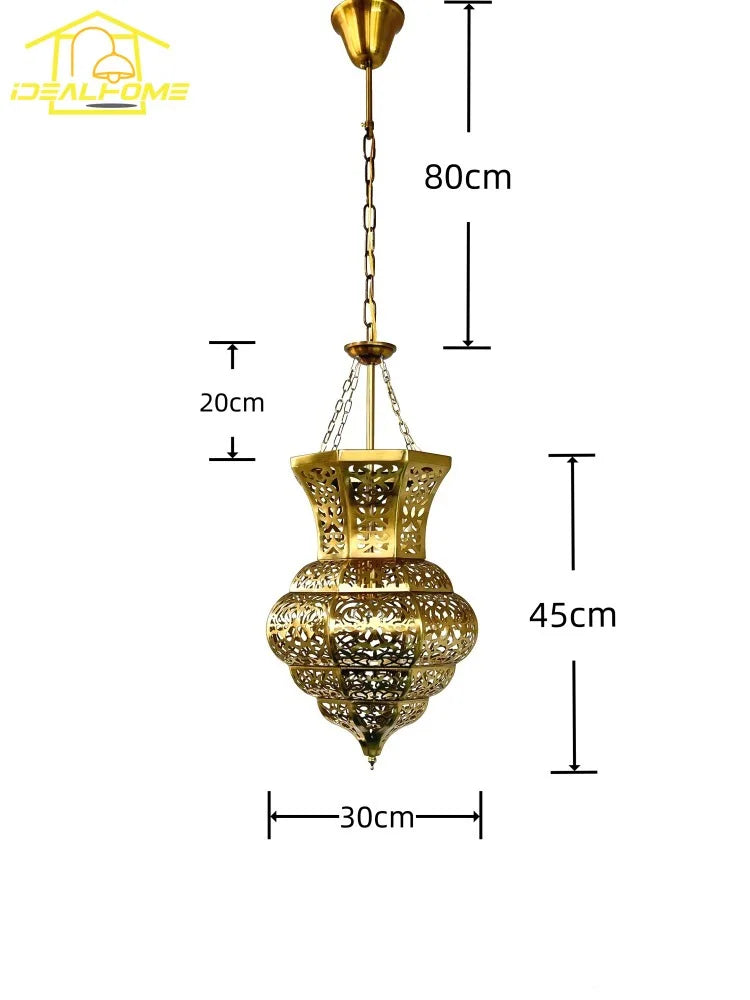 Afralia™ Exotic Morocco Pendant Lights LED E27 Retro Carved Hanging Lamp for Living/Dining Room