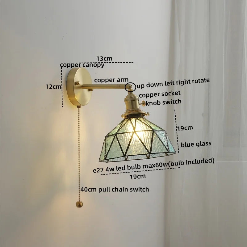 Afralia™ Glass Copper LED Wall Lights Modern Style for Indoor Bedroom Living Room