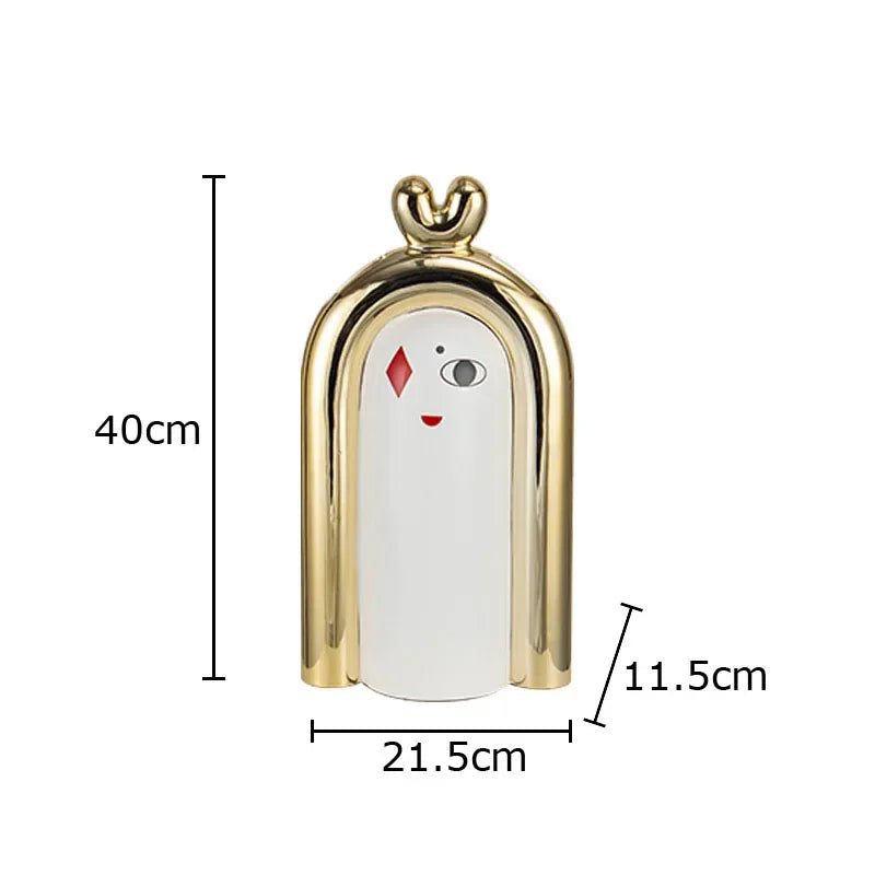 Afralia™ Ceramic Poker Face Vase: Artificial Flower Desk Decoration & Room Decor