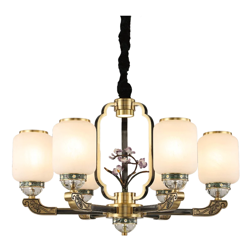 Afralia™ Chinese Jade Chandelier | Modern Duplex Villa Lighting