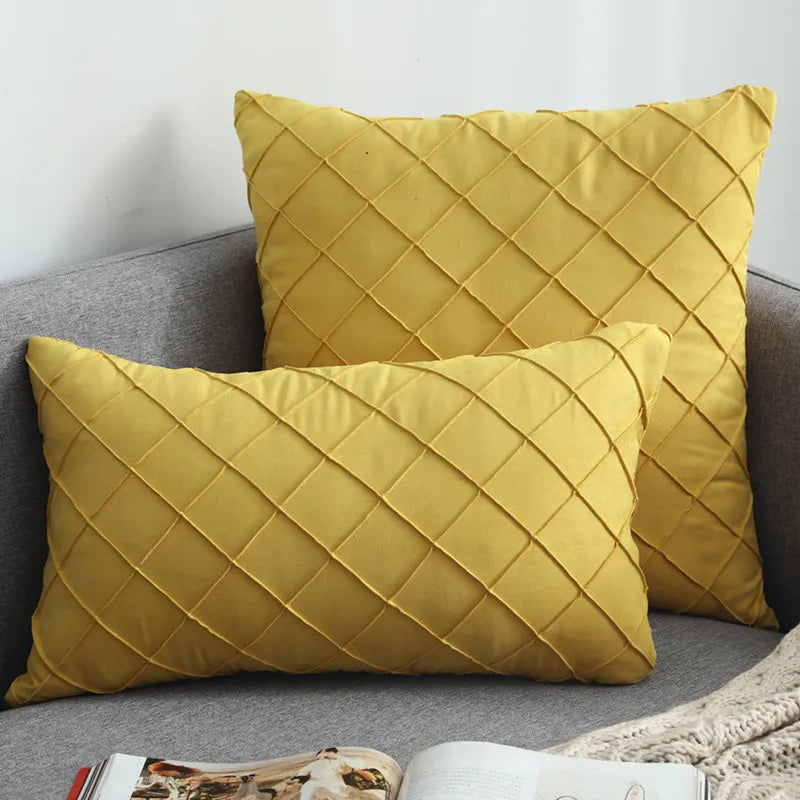 Afralia™ Embroidered Lattice Cushion Cover Pleat - 45X45CM