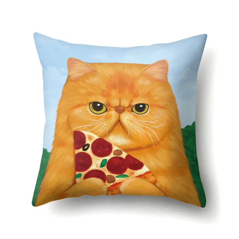 Colorful Cat Animal Pillowcase 45x45cm by Afralia™ - Home Decor Cushion Covers