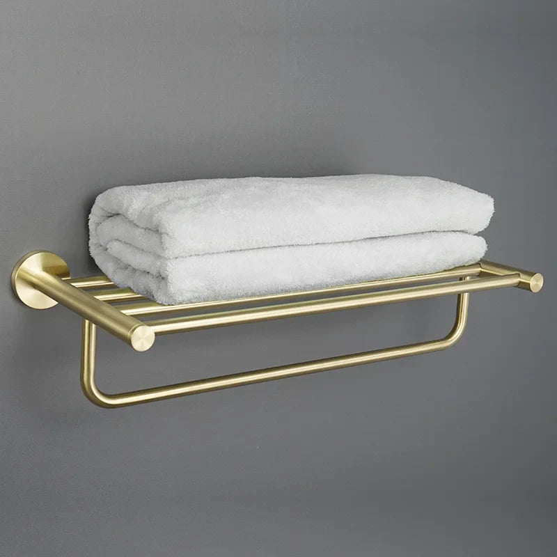 Afralia™ Brushed Gold Bathroom Hardware Set with Stainless Steel Towel Bar & Paper Holder