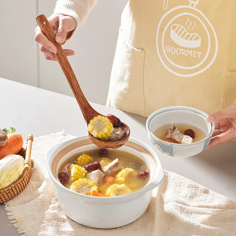 Afralia™ Natural Wood Spoon Set for Nonstick Cookware - Handmade Cooking Utensils