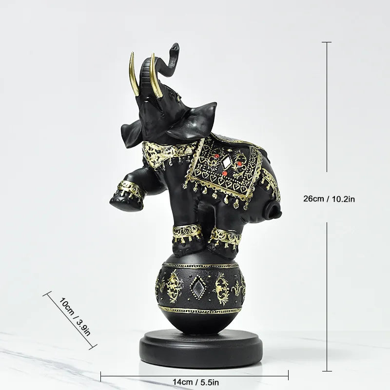 Afralia™ Resin Elephant Wildlife Sculpture Figurine - Home Interior Decoration Gift