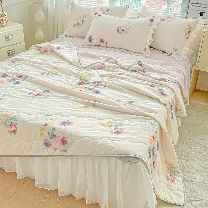 Afralia™ Floral Summer Cooling Quilt for Double Single Bed - Soft & Breathable