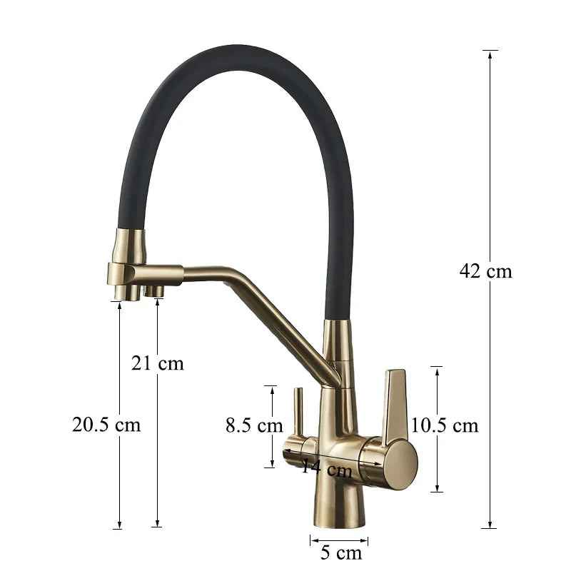 Afralia™ Gold Filter Kitchen Faucet 360° Rotation Purification Sink Tap