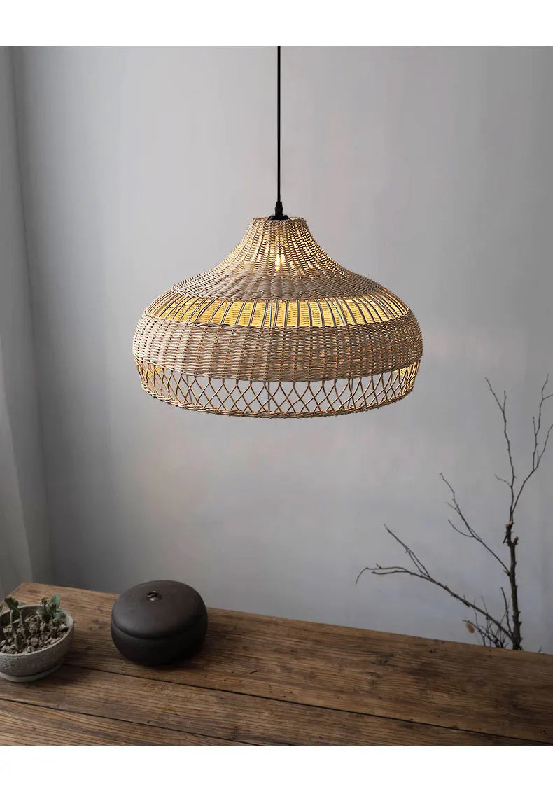 Afralia™ Bamboo Rattan Pendant Lights for Seaside Wabi Sabi Home Decor