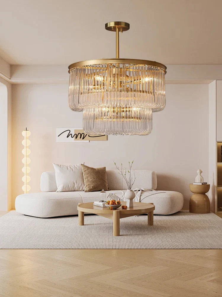 Afralia™ Glass Bar Chandelier Minimalist Designer Hanglamp for Living Room Luxe Lighting