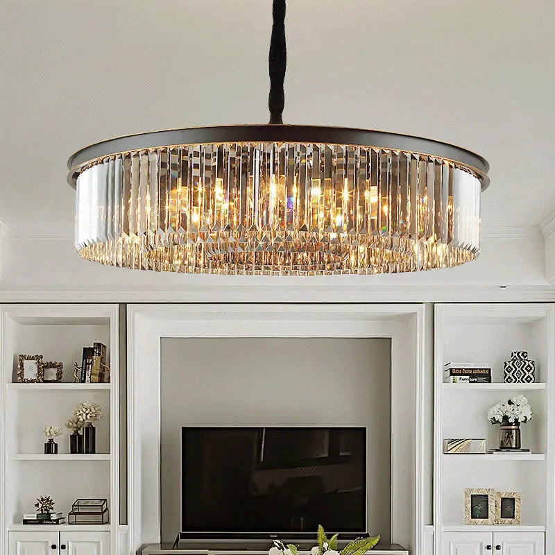 Afralia™ Modern Luxury Crystal Pendant Lights Gold Black Glass Chandelier Fixture