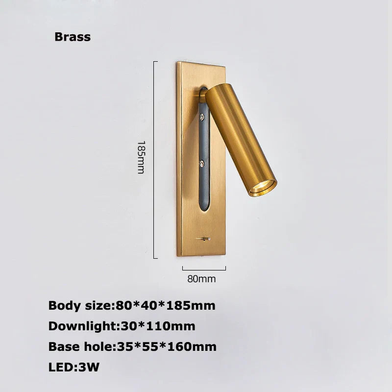 Afralia™ LED Wall Lamp with Switch, USB Port, Rotatable - Bedroom Reading Light