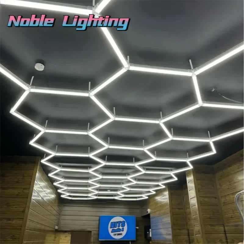 Afralia™ Hexagon LED Tube Light for Garage Barbershop Gym, 110V-240V Honeycomb Lighting