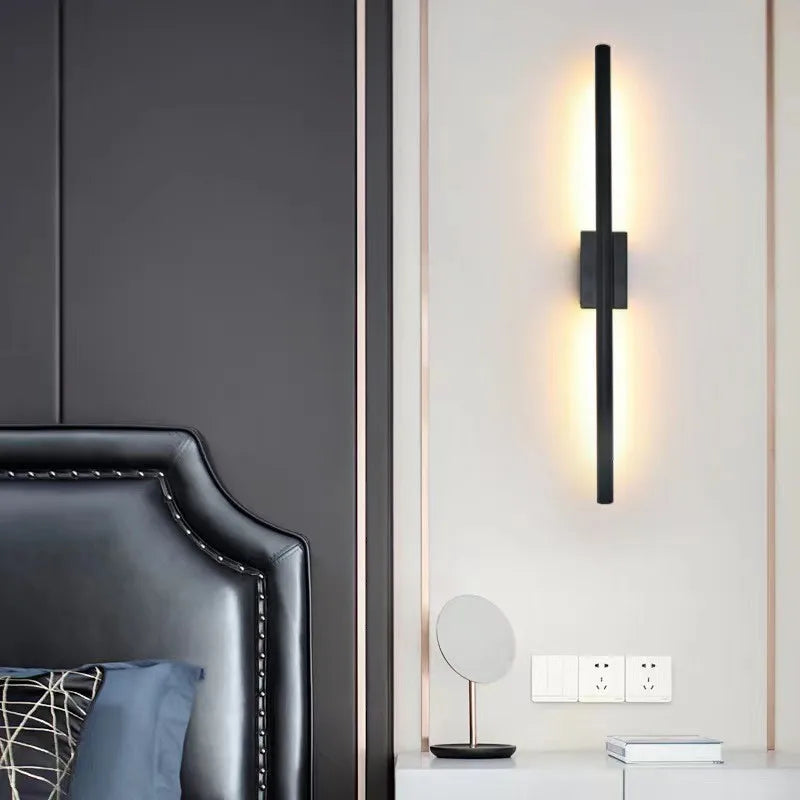 Afralia™ Linear Tube LED Wall Lamp Up Down Light Black Gold Sconce