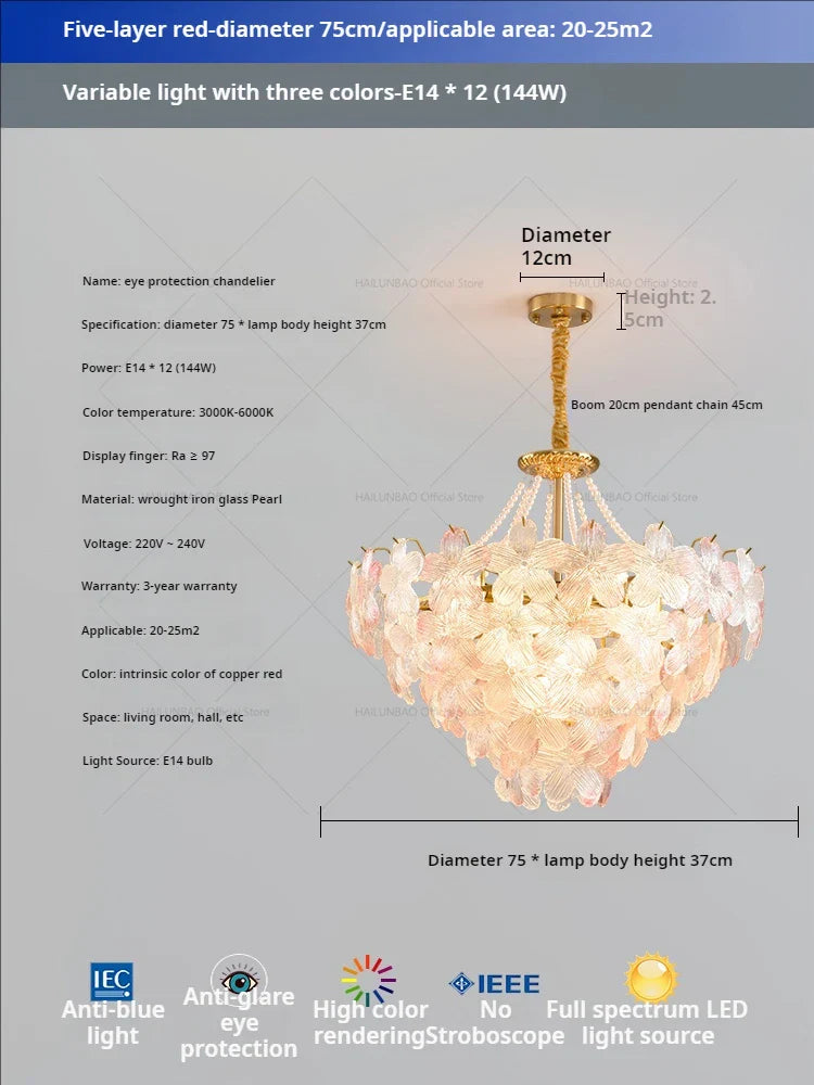 Afralia™ Glass Flower Princess Room LightLux Postmodern French Cream Wind Lamp