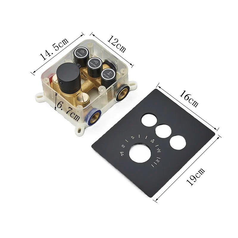 Afralia™ Shower Faucet Valve: Thermostatic Mixer, Concealed Installation, Temperature Control - Black/Chrome
