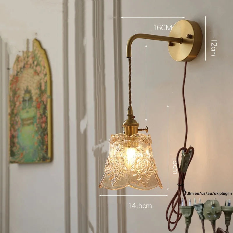 Afralia™ Nordic LED Wall Lights Clear Glass Sconce, Adjustable Study Aisle Bedside Lamp