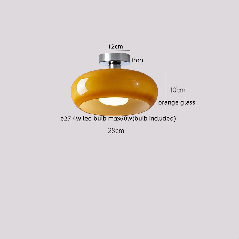 Afralia™ Glass LED Ceiling Lamp Copper Walnut Modern Living Room Lighting Fixtures