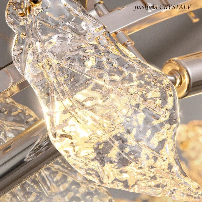 Afralia™ Glass Petal LED Chandelier for Bedroom Dining Living Room Lighting