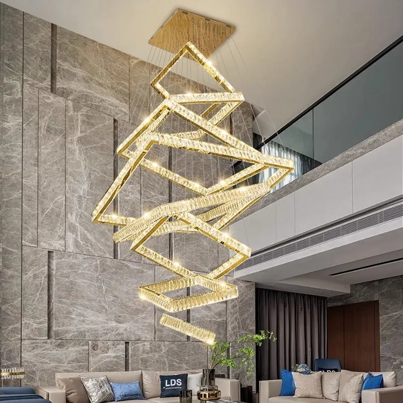 Afralia™ Crystal Chandelier: Elegant Living Room & Stair Pendant Light