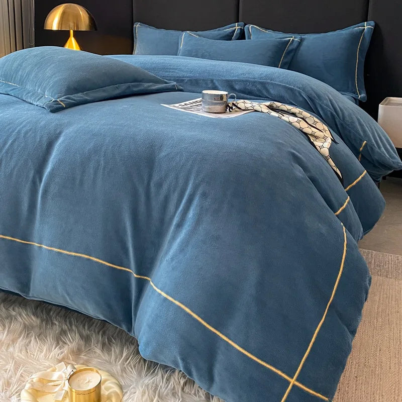 Afralia™ Winter Coral Velvet Bedding Set Double-sided Thick Warm Comforter Cover