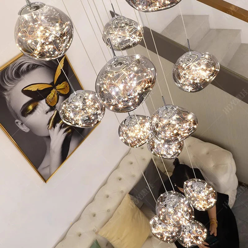 Afralia™ Modern Home Decor LED Pendant Light Chandeliers for Living Room - Indoor Staircase Hanging Lighting