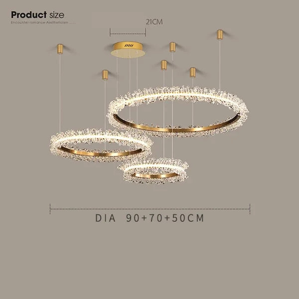 Afralia™ Gold Crystal Ring Chandelier for Living Room and Restaurant Décor