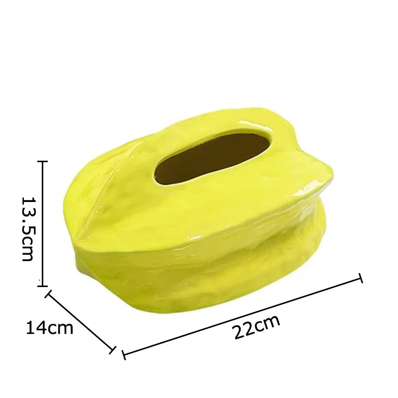 Afralia™ Starfruit Ceramic Tissue Box - Creative Coffee Table Decor and Desk Ornament